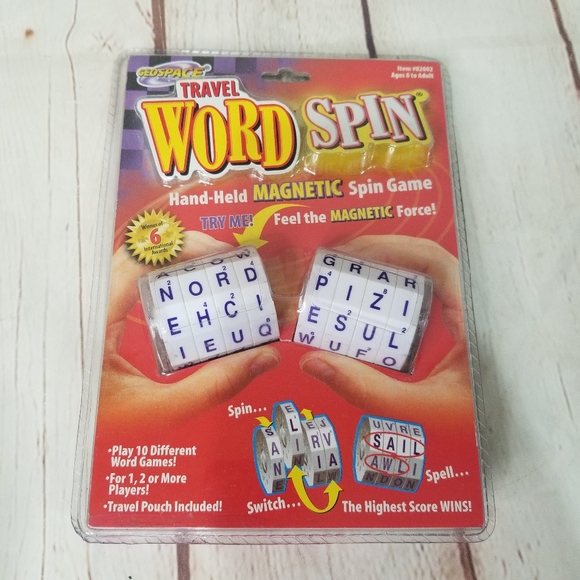 geospace Toys Word Spin Travel Edition Handheld Word Game